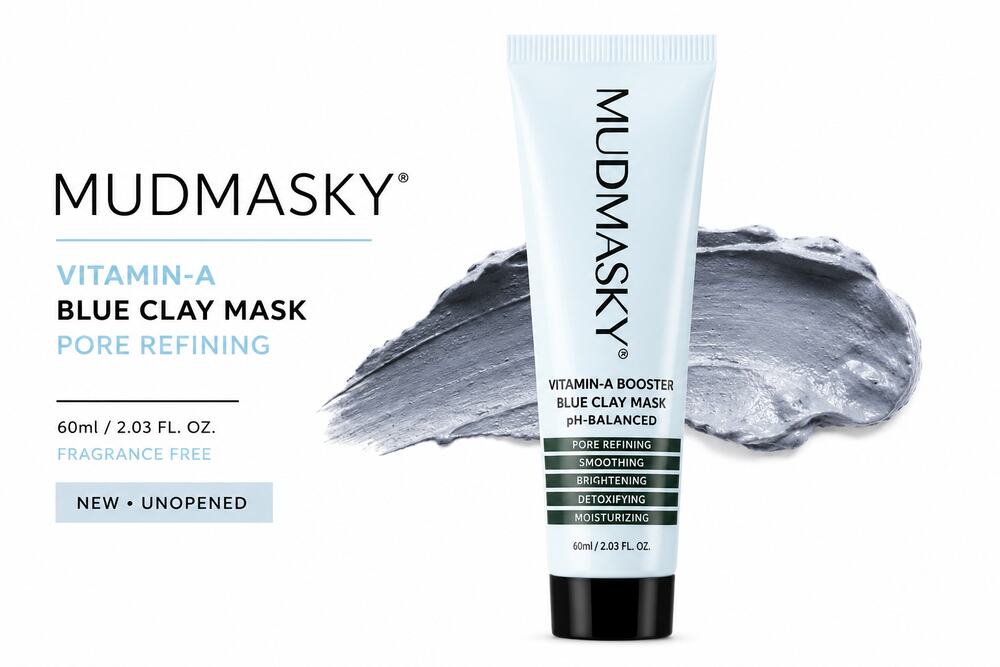 Mudmasky Vitamin-A Blue Clay Pore Refining Mask 60ml Fragrance Free New